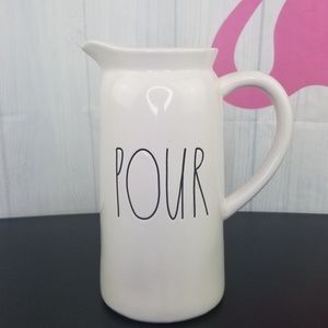 NWOT Rae Dunn Ceramic 9″ 42 oz “POUR” Pitcher